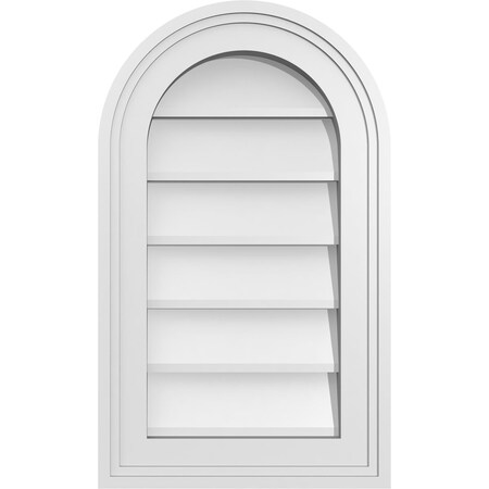Ekena Millwork Round Top Surface Mount PVC Gable Vent w/ 2"W x 1-1/2"P Brickmould Frame, 12"W x 20"H GVPRT12X2002SN